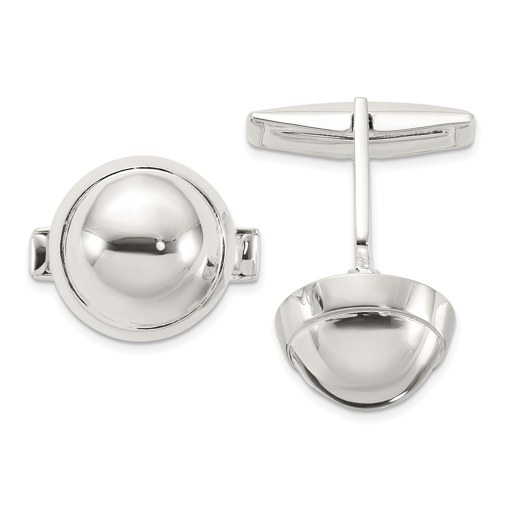Sterling Silver Polished Round Domed Cuff Links (QQ632)