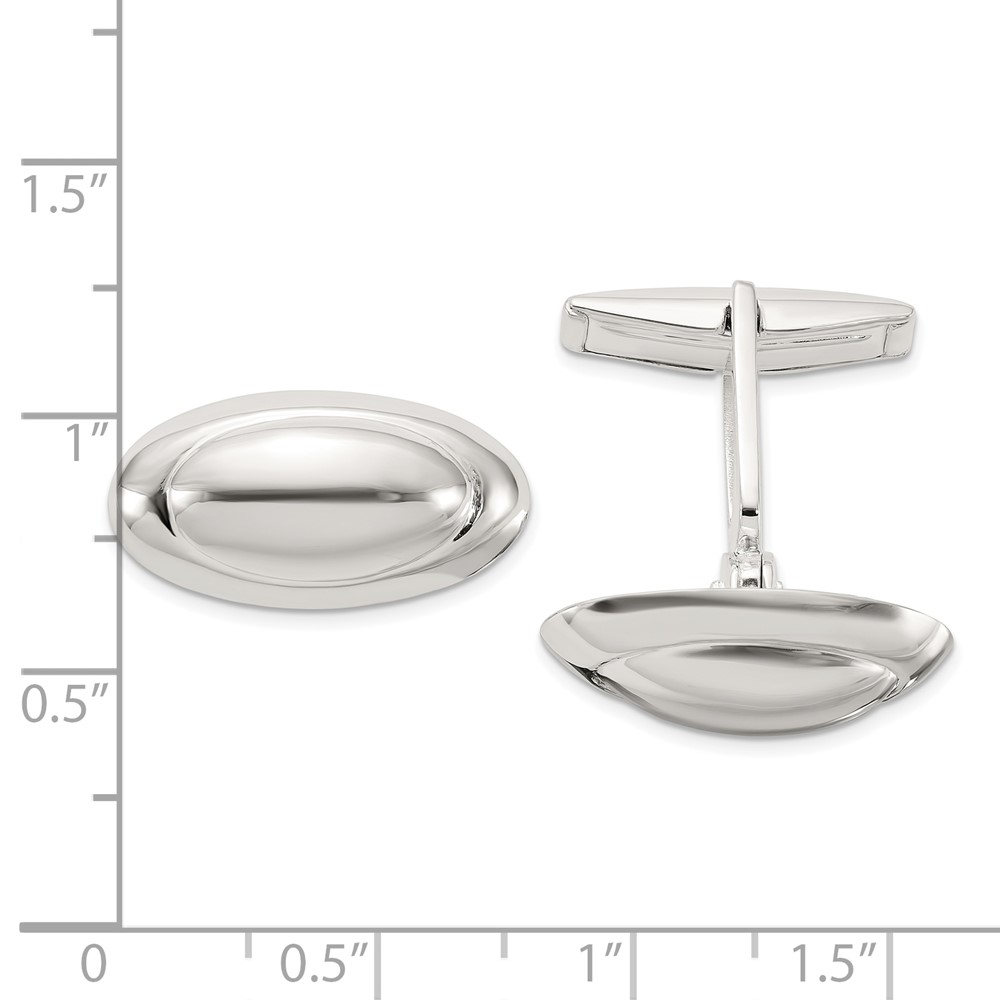 Sterling Silver Polished Long Oval Cuff Links (QQ633)