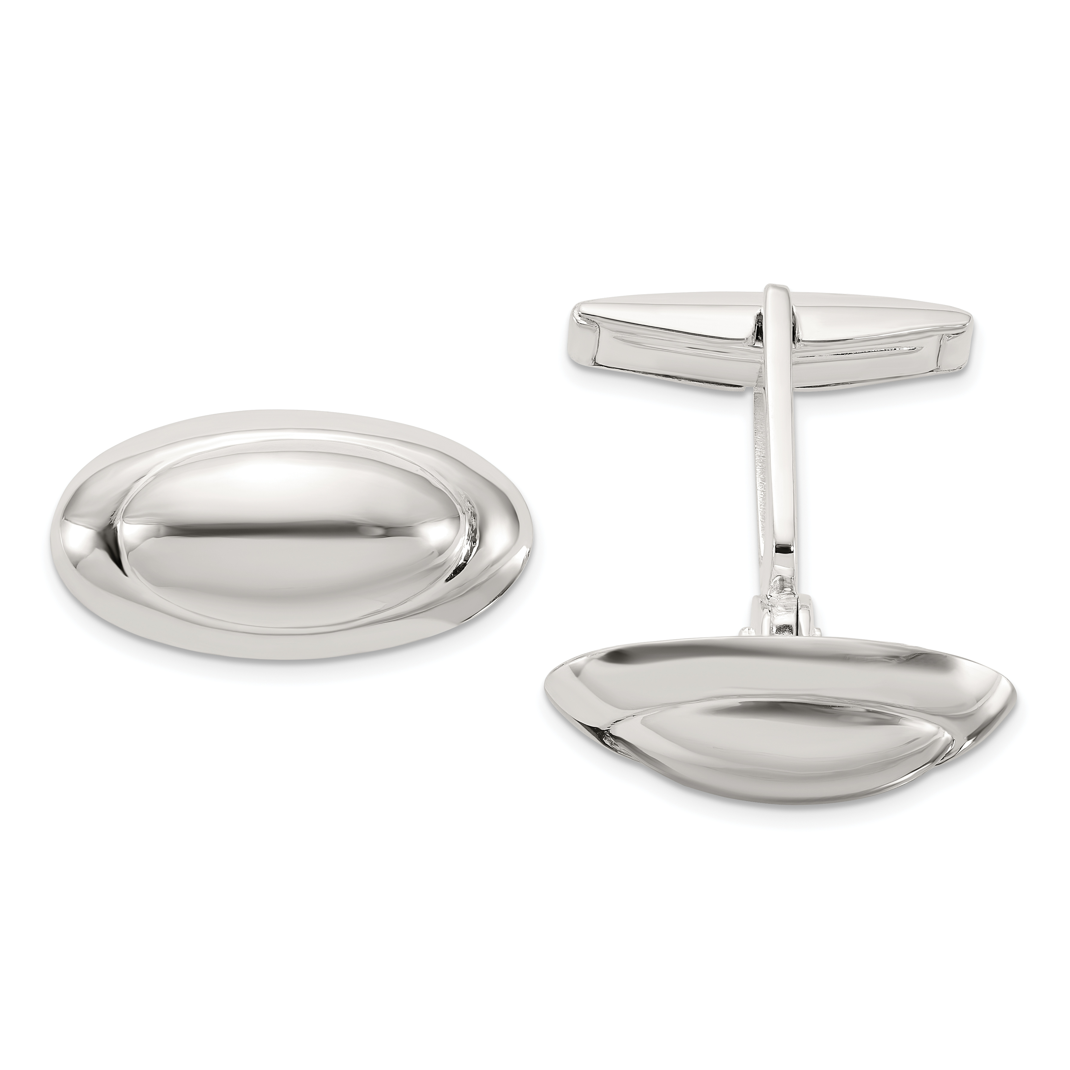 Sterling Silver Polished Long Oval Cuff Links (QQ633)