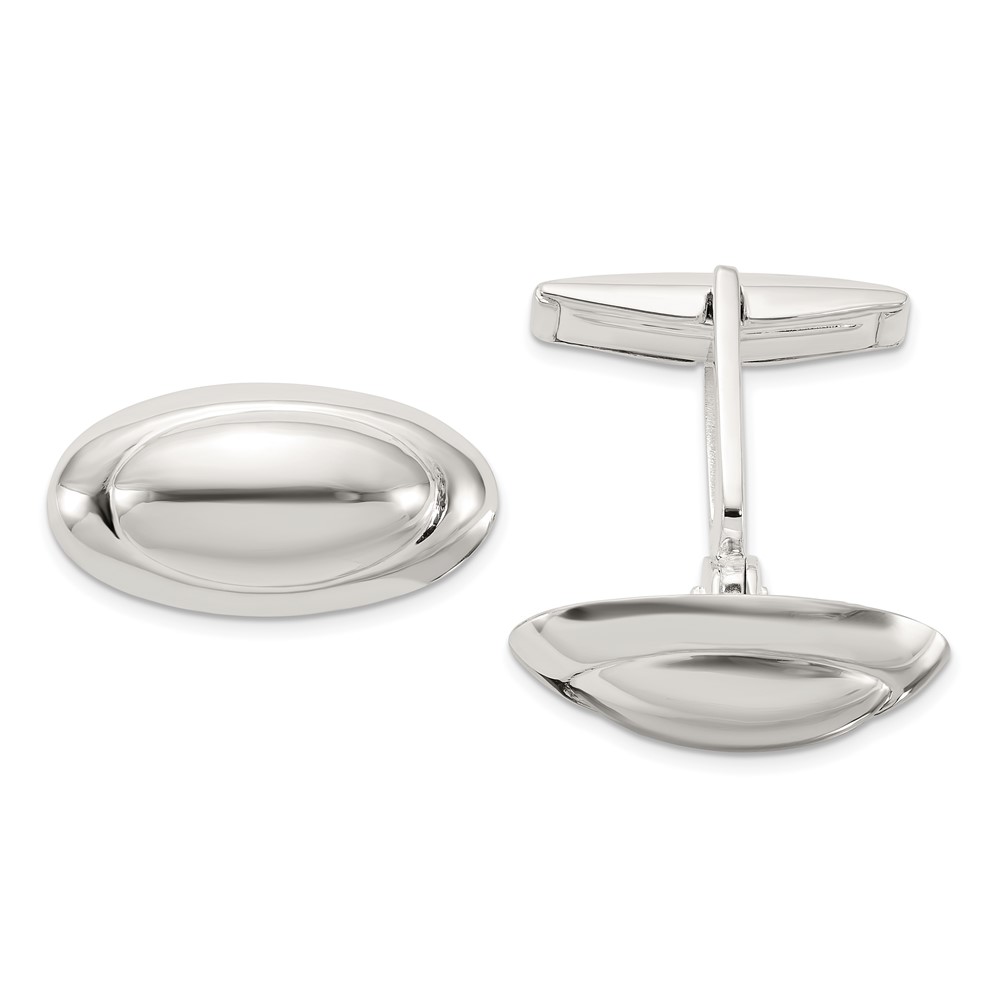 Sterling Silver Polished Long Oval Cuff Links (QQ633)