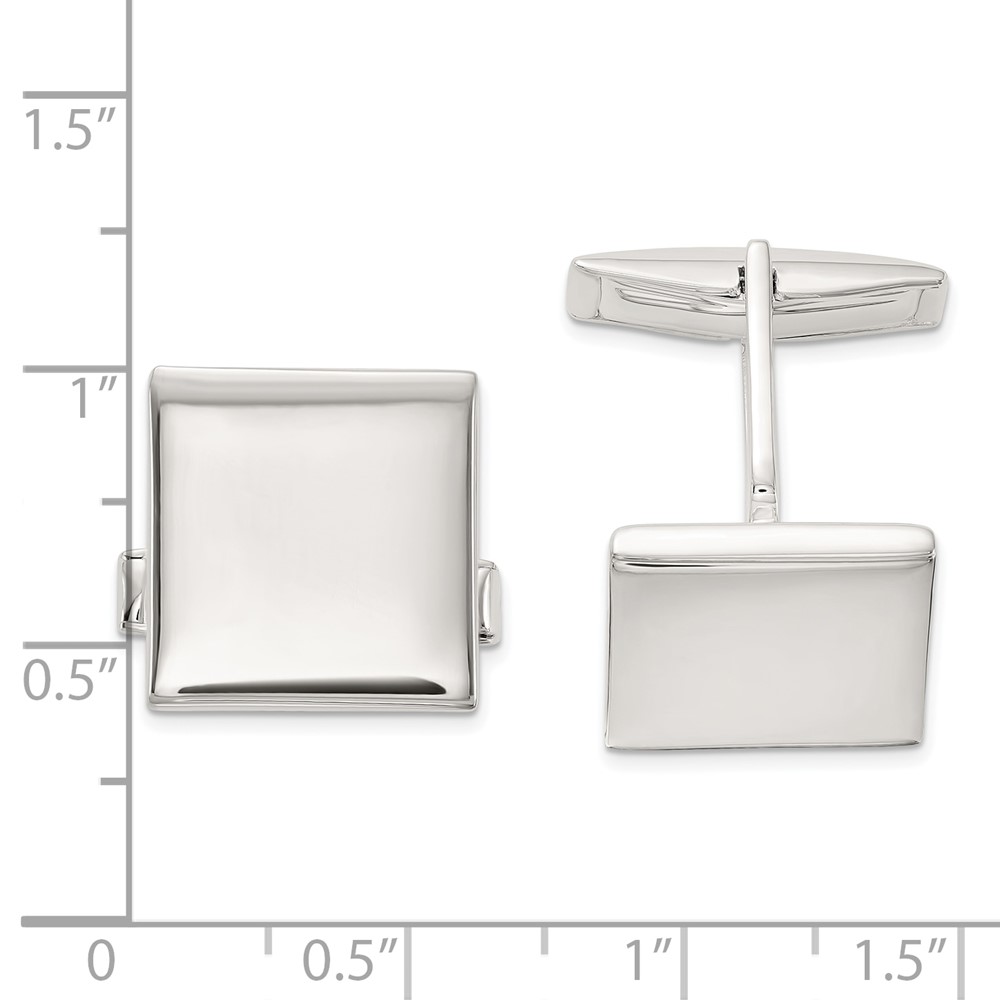 Sterling Silver Polished Square Cuff Links (QQ638)