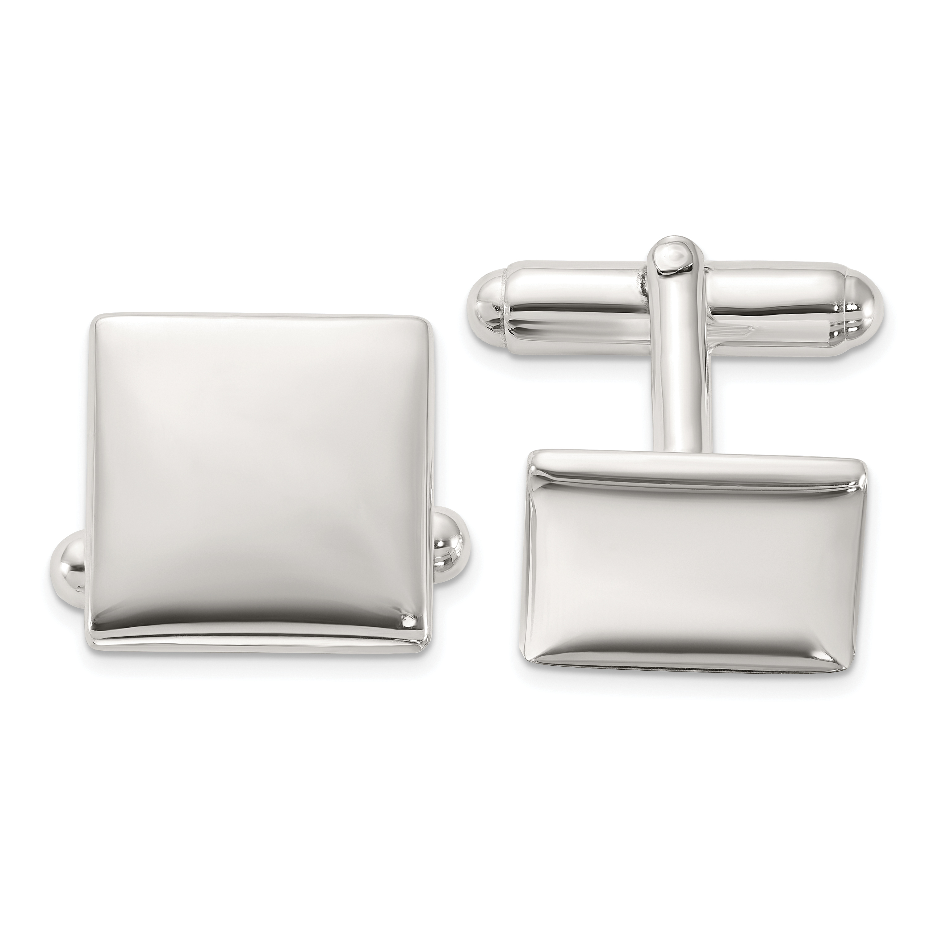 Sterling Silver Rhodium-plated Polished Square Cuff Links (QQ639)