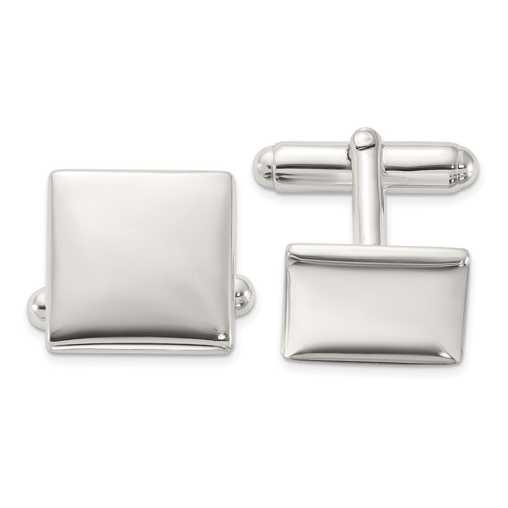 Sterling Silver Rhodium-plated Polished Square Cuff Links (QQ639)