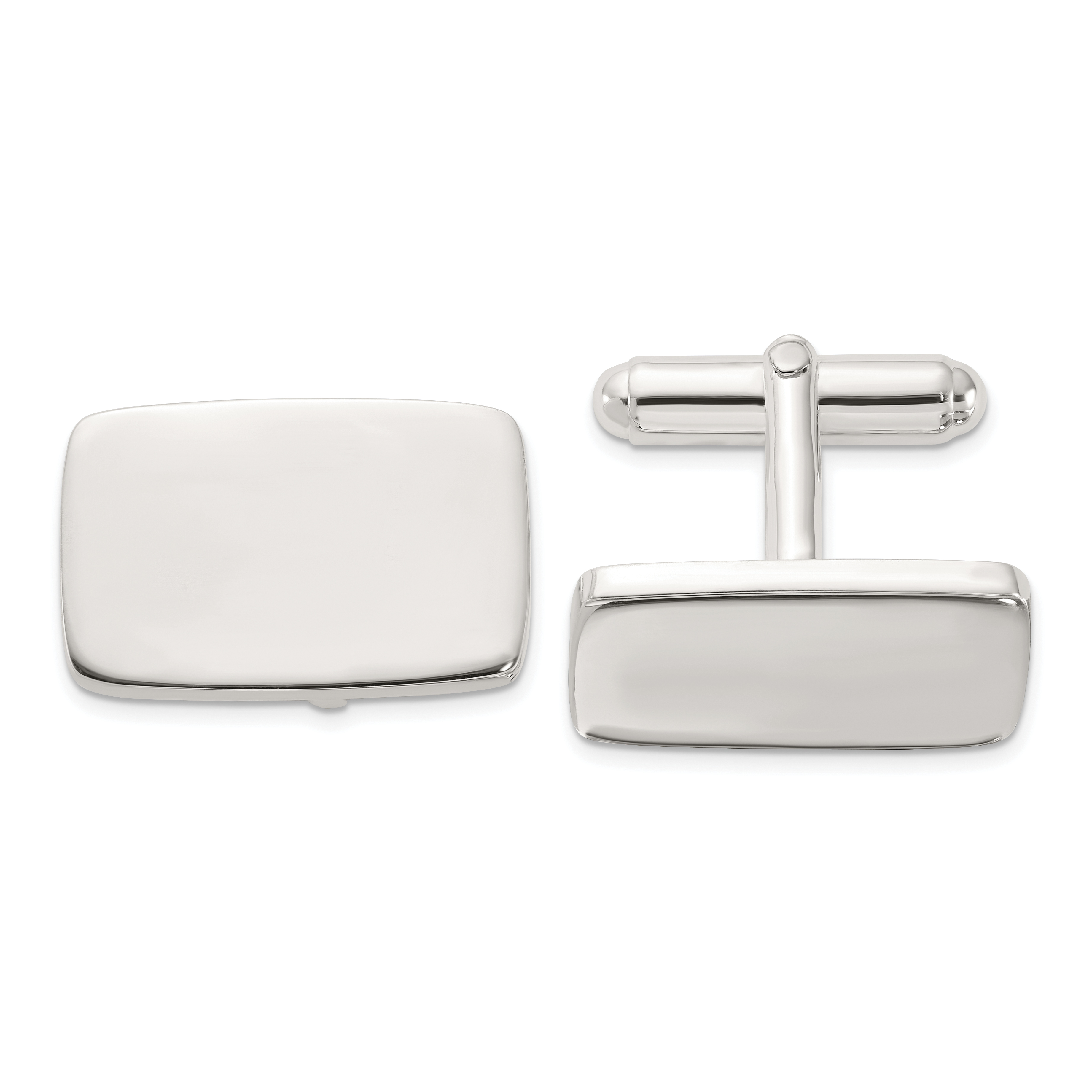 Sterling Silver Rhodium-plated Polished Rectangle Cuff Links (QQ640)