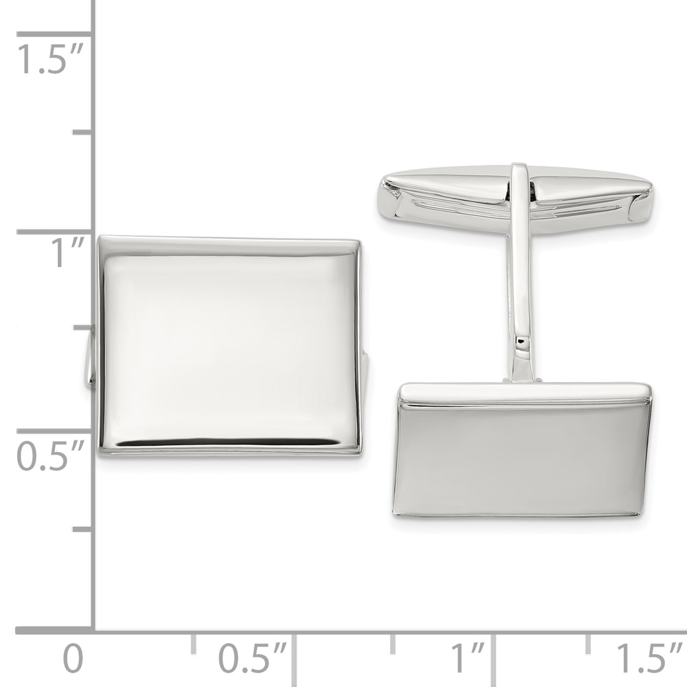 Sterling Silver Polished Rectangle Cuff Links (QQ641)