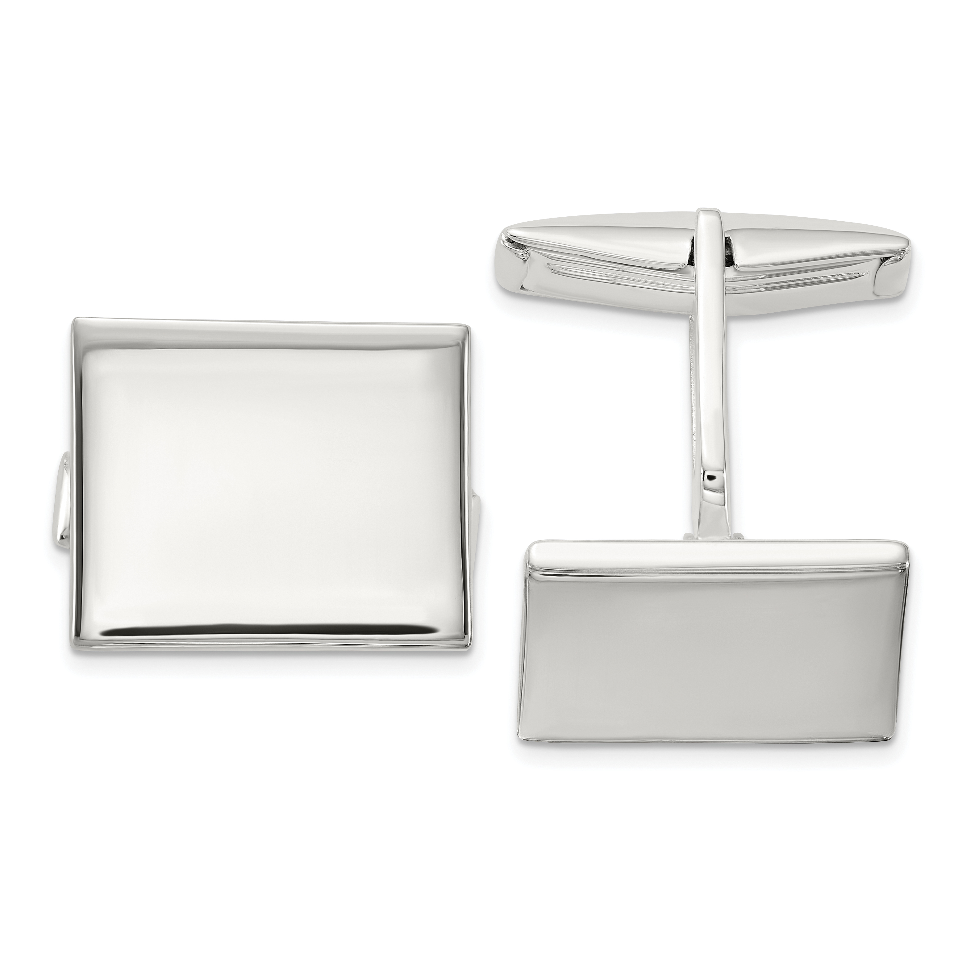 Sterling Silver Polished Rectangle Cuff Links (QQ641)
