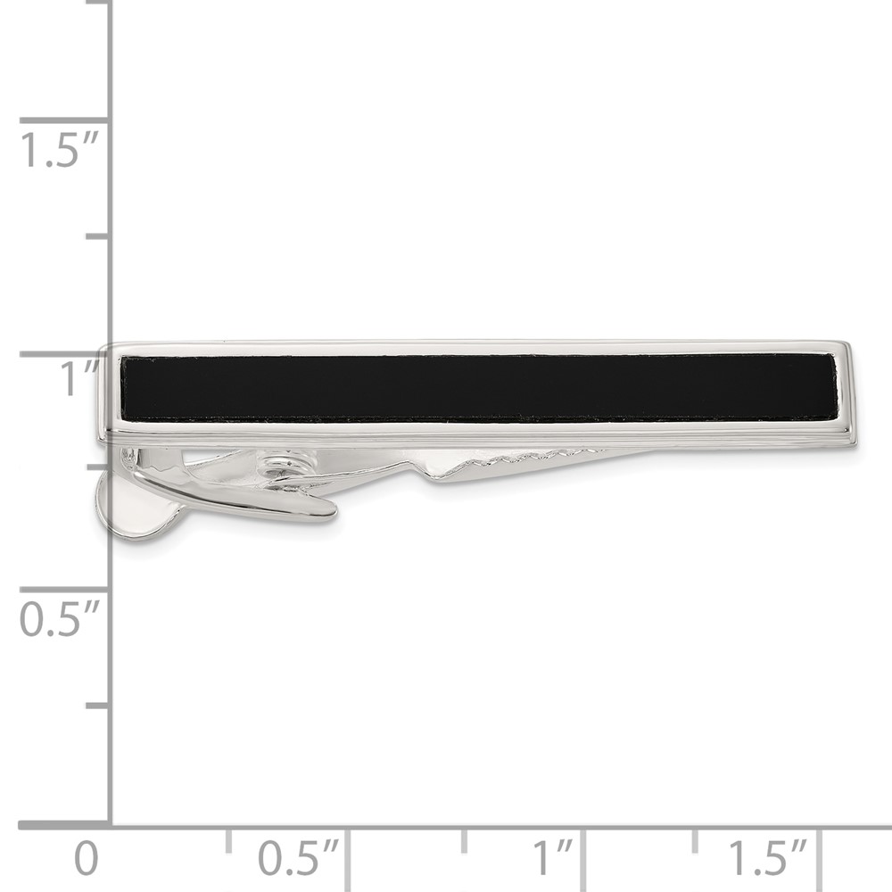 Sterling Silver Polished Onyx Tie Bar (QQ657)