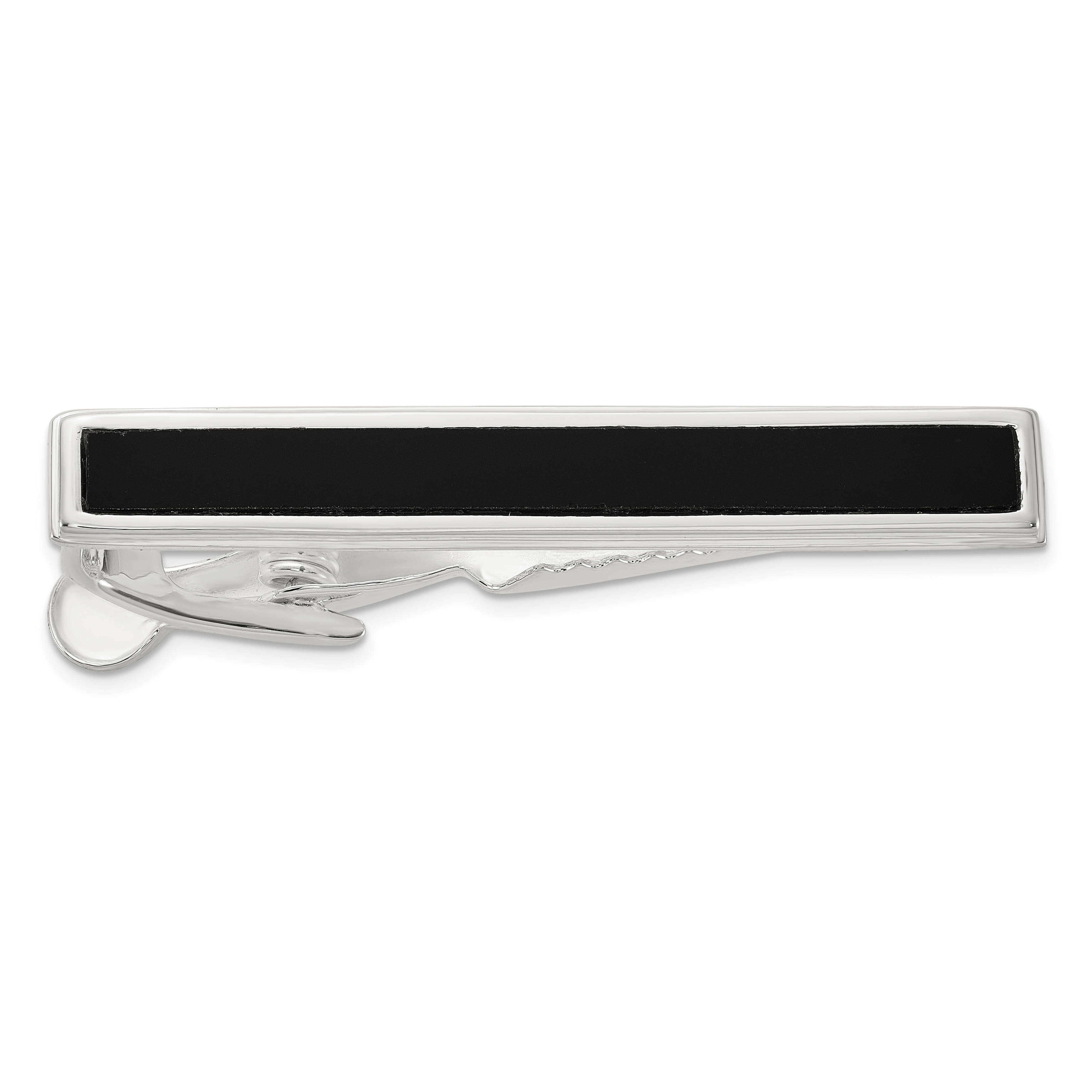 Sterling Silver Polished Onyx Tie Bar (QQ657)