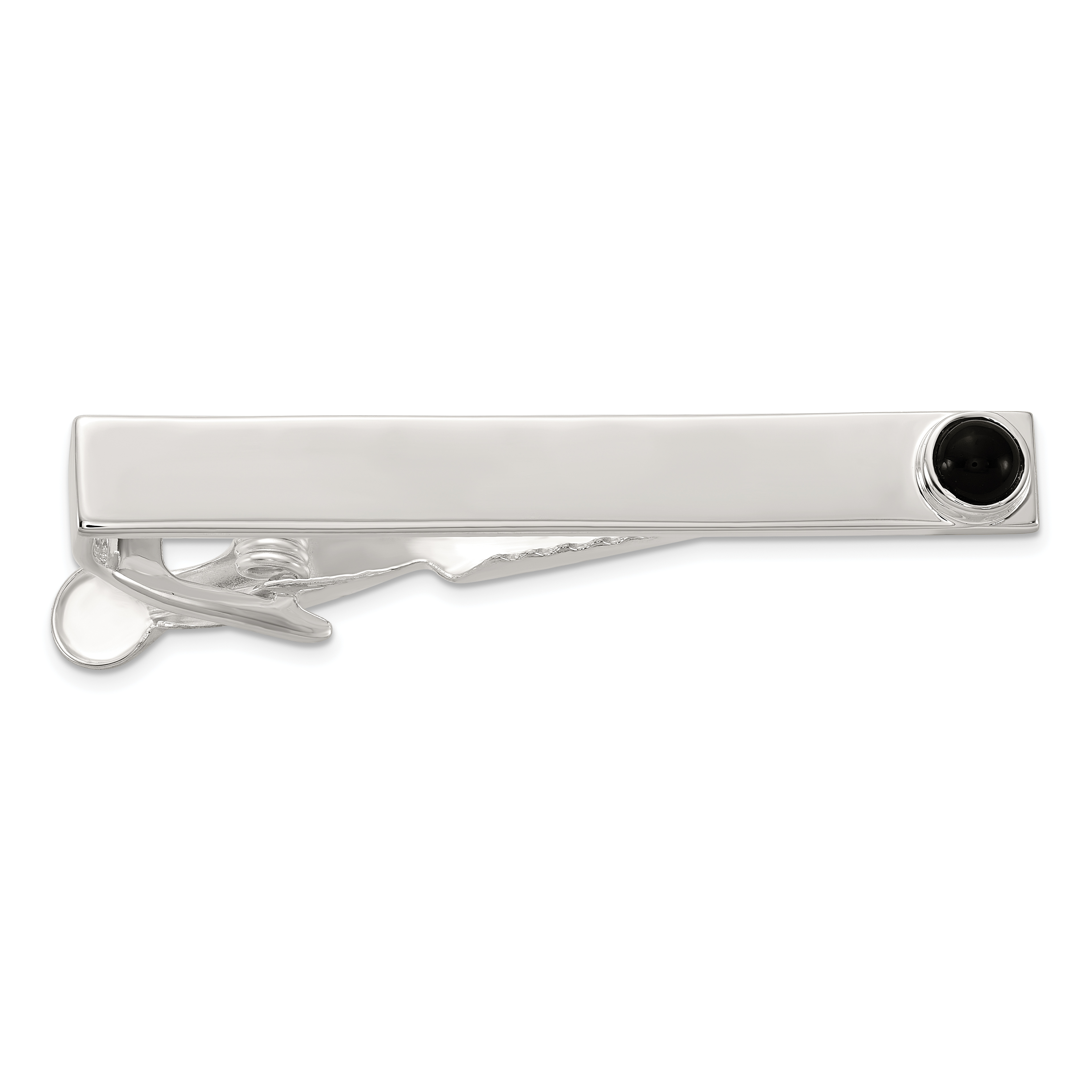 Sterling Silver Polished Onyx Dot Tie Bar (QQ658)