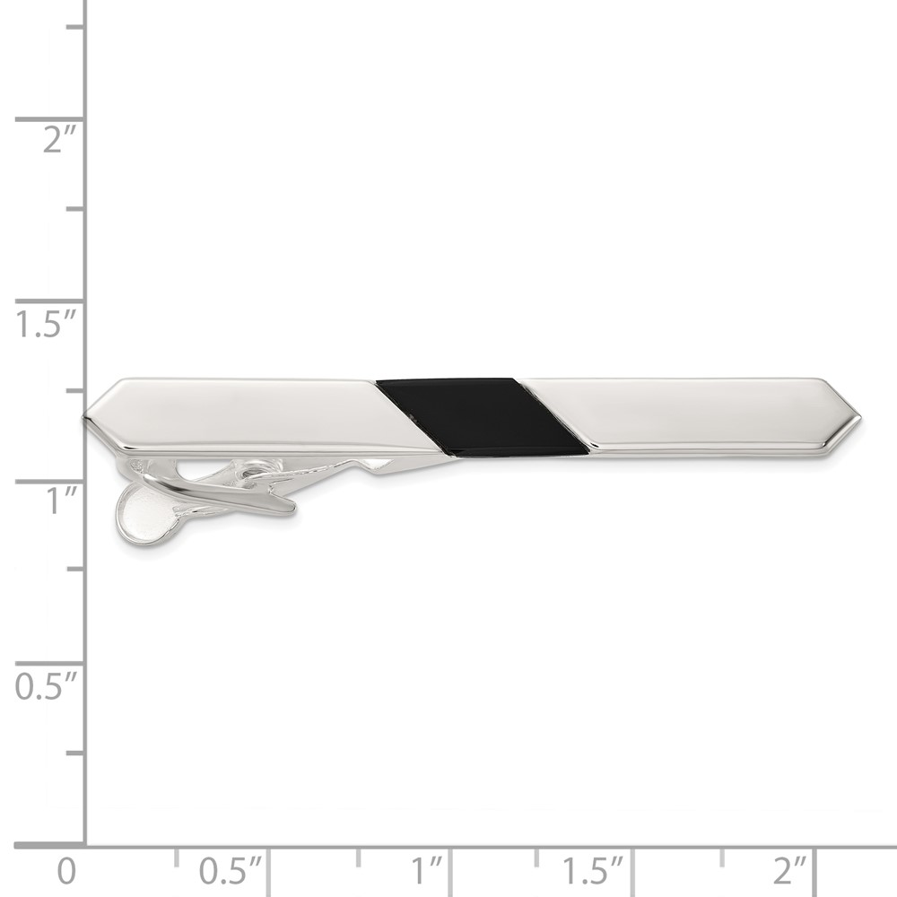 Sterling Silver Polished Onyx Tie Bar (QQ659)