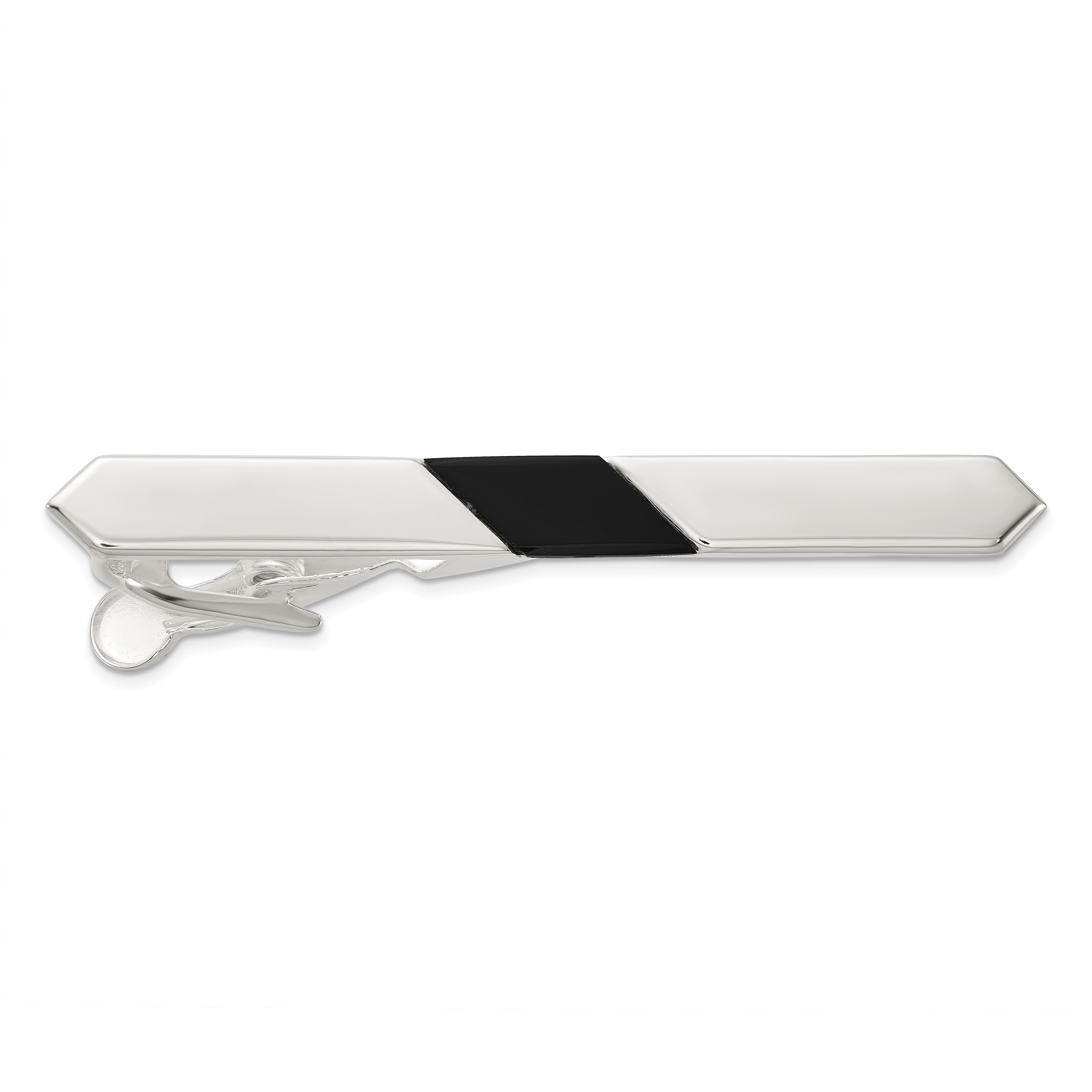 Sterling Silver Polished Onyx Tie Bar (QQ659)
