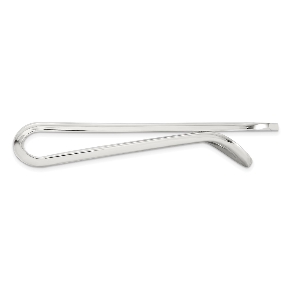 Sterling Silver Rhod-plated Polished Grooved Edge Open Back Money Clip (QQ664)