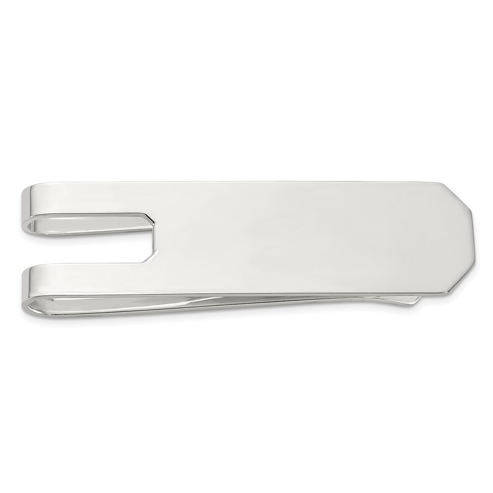Sterling Silver Rhodium-plated Polished Money Clip (QQ665)