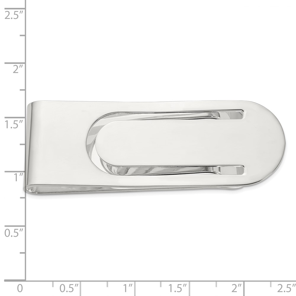 Sterling Silver Rhodium-plated Polished Money Clip (QQ666)