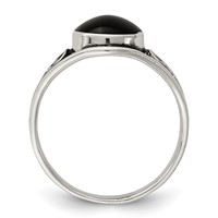Sterling Silver Antiqued Black Agate Ring view 2