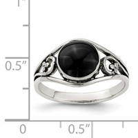 Sterling Silver Antiqued Black Agate Ring view 3