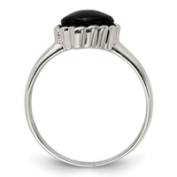 Sterling Silver Onyx Heart Ring view 2