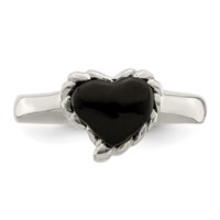 Sterling Silver Onyx Heart Ring view 5