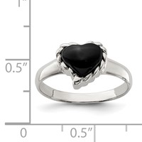 Sterling Silver Onyx Heart Ring view 3