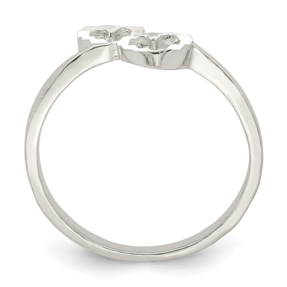 Sterling Silver Diamond-Cut Heart Ring (QR107-7)