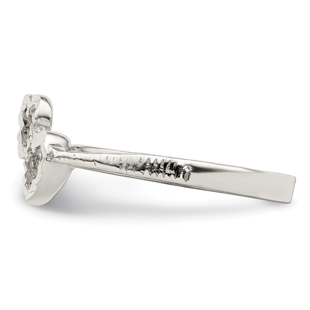 Sterling Silver Diamond-Cut Heart Ring (QR107-7)