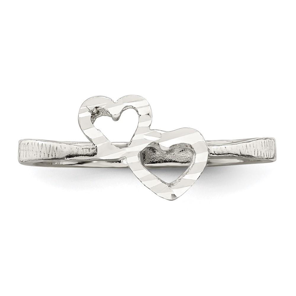 Sterling Silver Diamond-Cut Heart Ring (QR107-7)