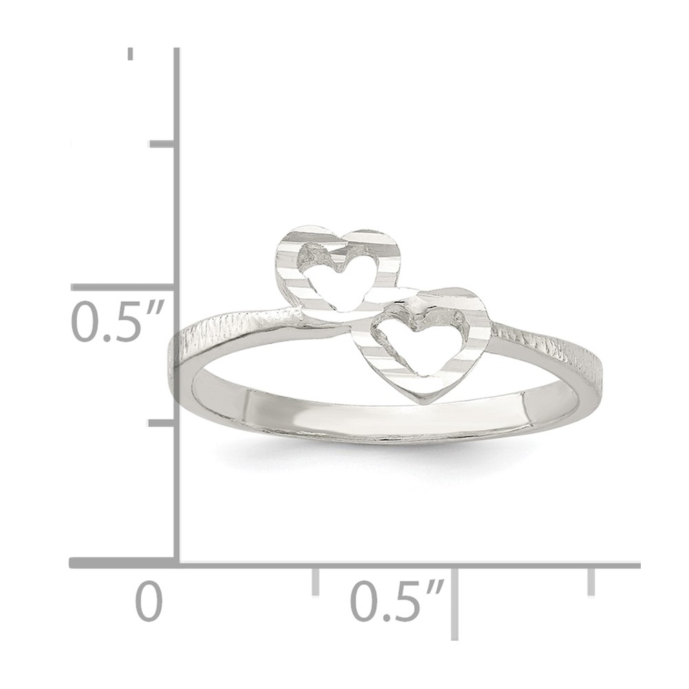 Sterling Silver Diamond-Cut Heart Ring (QR107-7)