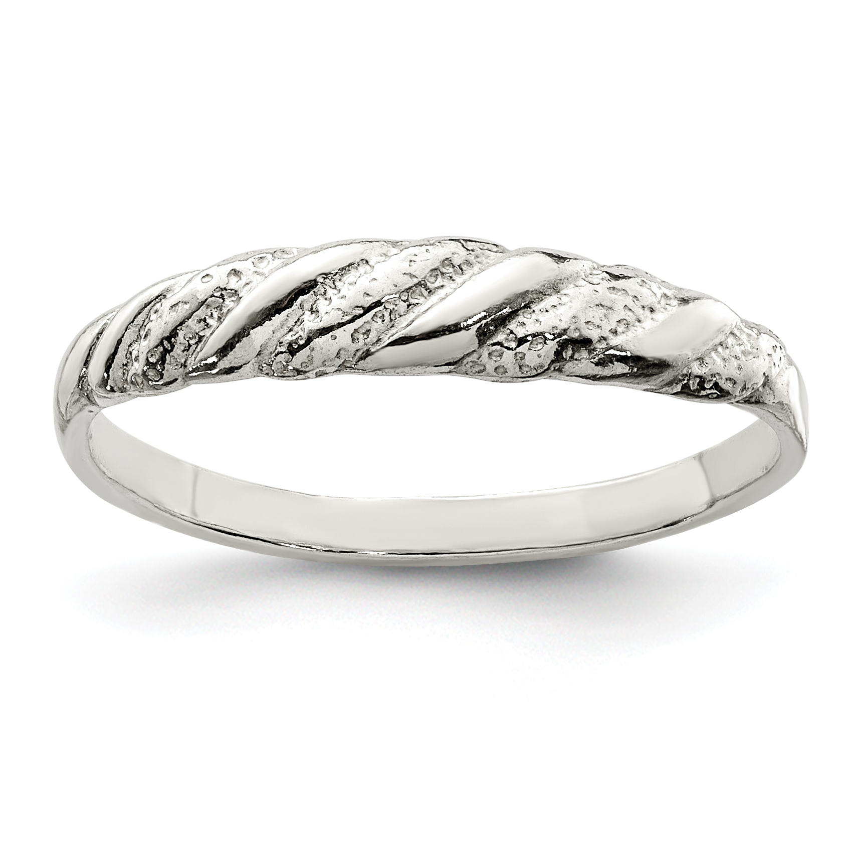 Sterling Silver Diamond-cut Twisted Ring (QR113-6)