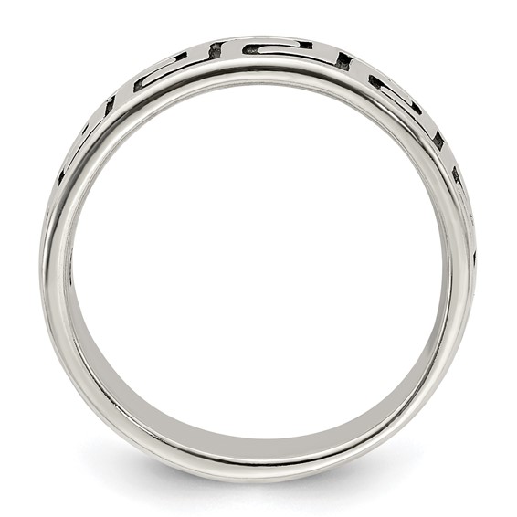 Sterling Silver Antiqued Greek Key Ring