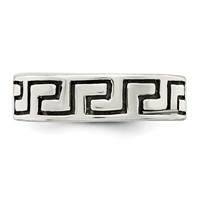 Sterling Silver Antiqued Greek Key Ring view 5