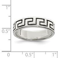 Sterling Silver Antiqued Greek Key Ring view 3