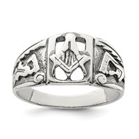 Sterling Silver Antiqued Masonic Ring view 1