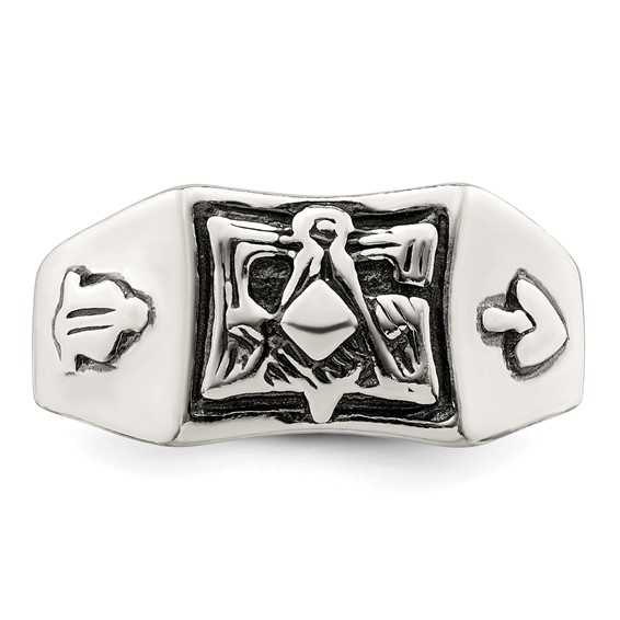 Sterling Silver Antiqued Masonic Ring