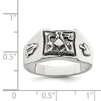 Sterling Silver Antiqued Masonic Ring view 3
