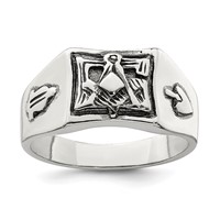 Sterling Silver Antiqued Masonic Ring view 1