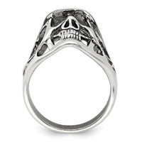 Sterling Silver Antiqued Skull Ring view 2