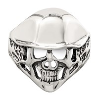 Sterling Silver Antiqued Skull Ring view 5