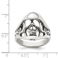 Sterling Silver Antiqued Skull Ring view 3