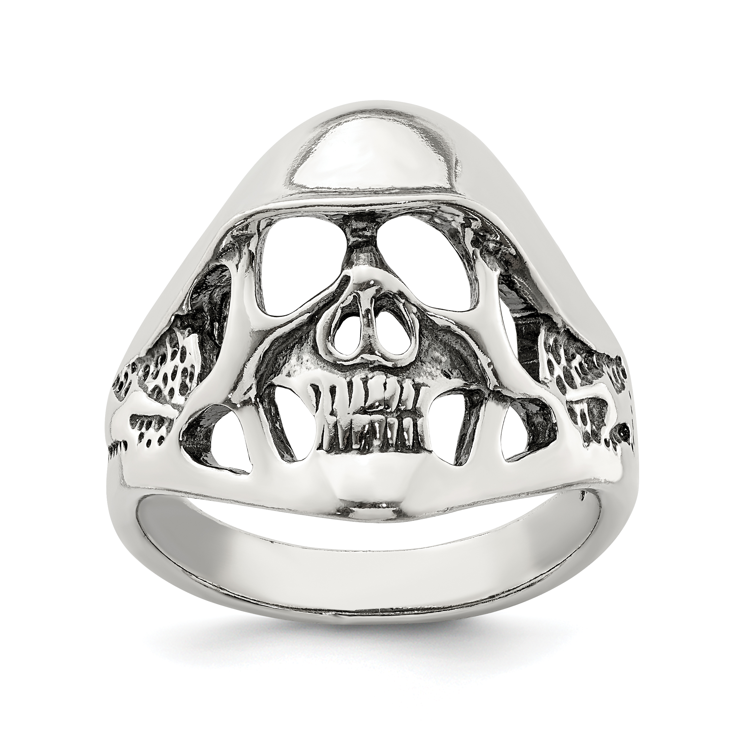 Sterling Silver Antiqued Skull Ring (QR1249-10)
