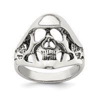 Sterling Silver Antiqued Skull Ring view 1