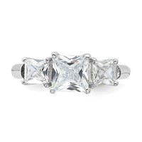 Sterling Silver Rhodium-plated Three Stone CZ Ring view 5