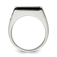 Sterling Silver Rhodium-plated Men's Onyx Ring view 2