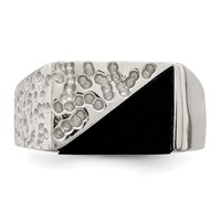 Sterling Silver Rhodium-plated Men's Onyx Ring view 5