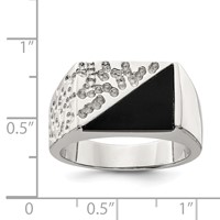 Sterling Silver Rhodium-plated Men's Onyx Ring view 3