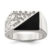 Sterling Silver Rhodium-plated Men's Onyx Ring view 1