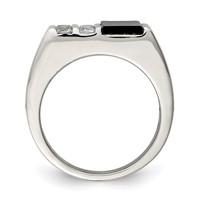 Sterling Silver Rhodium-plated Men's CZ and Onyx Ring view 2