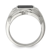 Sterling Silver Rhodium-plated CZ and Onyx Ring view 2