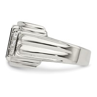 Sterling Silver Rhodium-plated CZ and Onyx Ring view 4