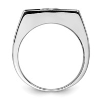 Sterling Silver Rhodium-plated Men's CZ and Onyx Ring view 2
