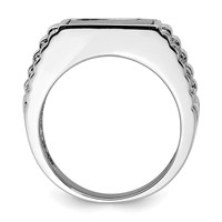 Sterling Silver Rhodium-plated Men's Onyx Ring view 2